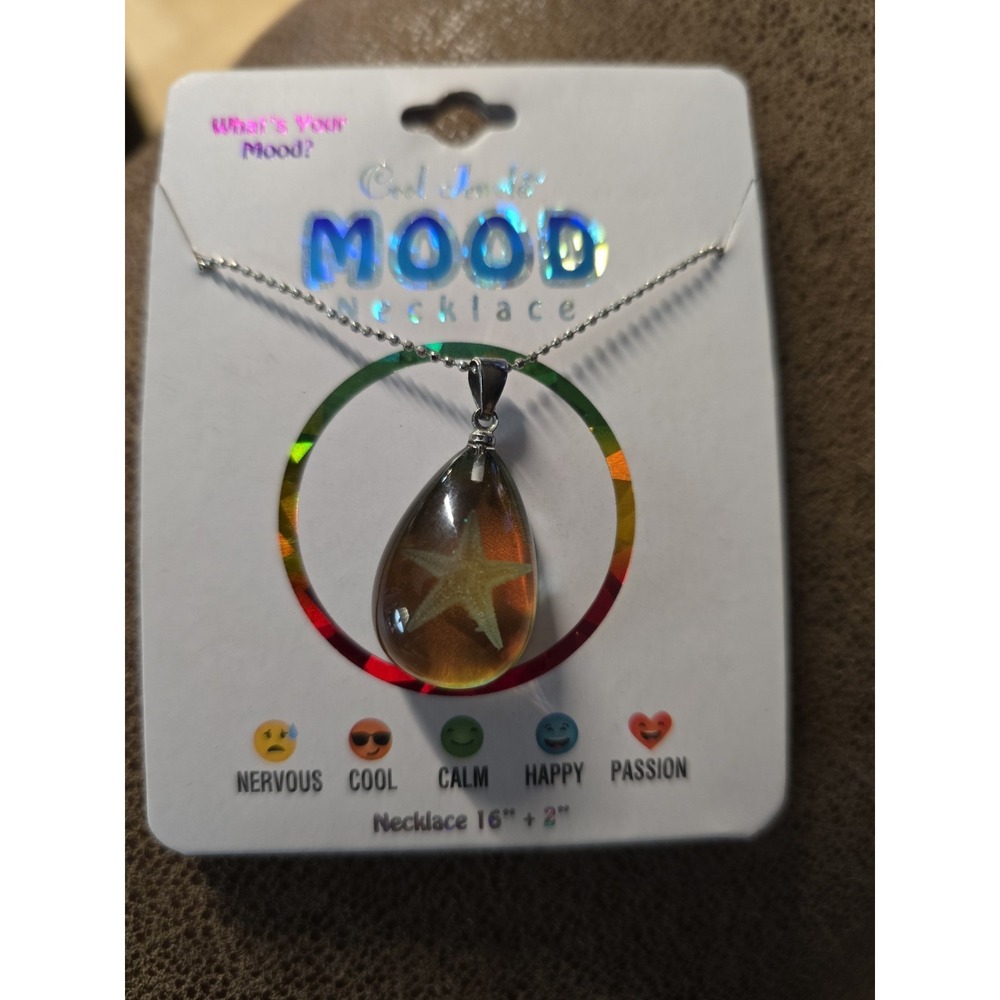 Cool Jewels Mood Necklace What's Your Mood? 16"+2" New Starfish Teardrop